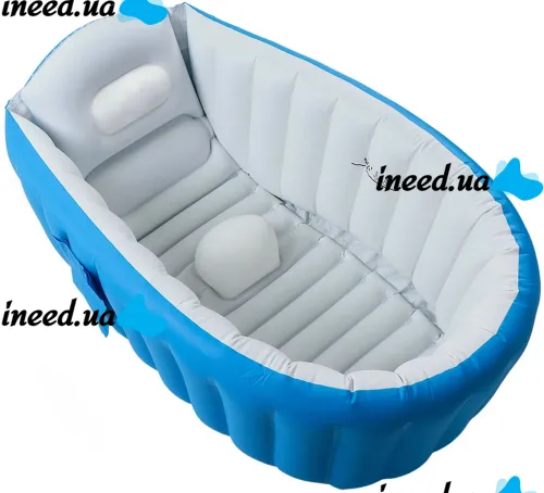 Inflatable Intime Baby Bath Tub JS033 anti-slip bath tub with cushion, drain and foot pump for babies AND1440
