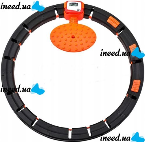 Массажный обруч тренажер Intelligent Hula Hoop 7803 хулахуп для похудения живота боков с регулируемой длинной и автоматическим подсчетом Black-orange