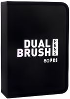 Набор акварельных маркеров-линеров для рисования Dual Brush 80 шт комплект двухсторонних скетч маркеров кистей на водной основе в пенале 80 цветов