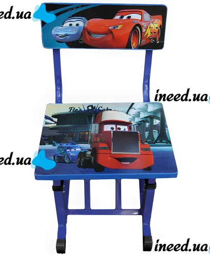 Детская парта со стулом Bambi Disney Cars B-43507 Тачки Молния Маквин письменный стол и стул с регулированной высотой и подставкой для книг Синий