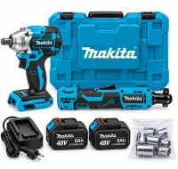 Аккумуляторный набор Makita 2 в 1 гайковерт DWT301 угловой гайковерт трещотка DWR180Z 48V 6Ah 2 аккумулятора, комплект электроинструментов в кейсе