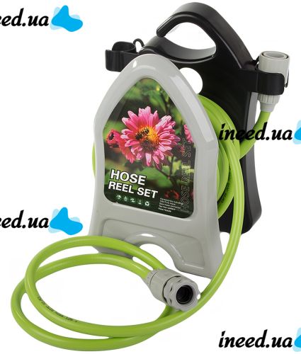 Садовый поливочный набор Roll Garden Hose Reel LY-907 водяной шланг 10 м на катушке с пистолетом распылителем 3/8" комплект для полива 7 режимов