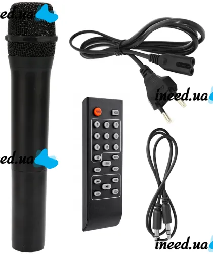 Аккумуляторная колонка караоке Su-Kam BT-100D 500W USB AUX SD портативная акустическая Bluetooth система с беспроводным микрофоном 12V/220V Черная