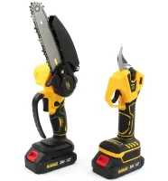 Набор электроинструментов DeWalt 2 в 1 Аккумуляторный секатор DCMPP540P1 и цепная пила DCM160N 24V, Набор инструментов Деволт 2 аккумулятора в кейсе