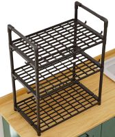 Кухонная полка органайзер Kitchen Storage Rack YX544-4 для хранения кухонных принадлежностей 3 яруса уровня, Стойка стеллаж с крючками для кухни