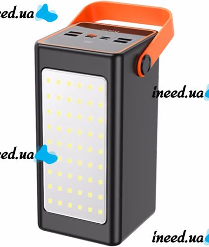 Портативное зарядное устройство Power Bank HOCO J107 90000 mAh 22.5W с фонариком Внешний аккумулятора повербанк Хоко 4USB 1TYPE-C для зарядки Черный