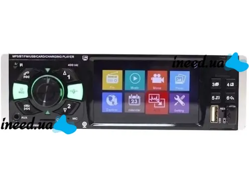 Автомагнитола 1DIN Pioneer 4051AI с дисплеем 4,1" дюймов и пультом ду, Автомобильный плеер Пионер с держателем телефона MP3 USB SD Bluetooth Черная