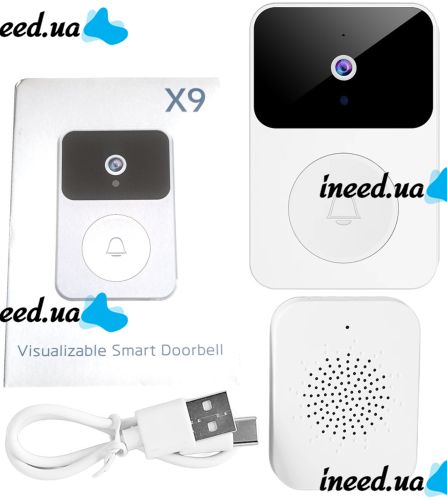 Домофон з камерою WiFi і датчиком руху Doorbell X9 розумний дверний акумуляторний Відеодомофон відео дверний дзвінок для дому управління Android iOS