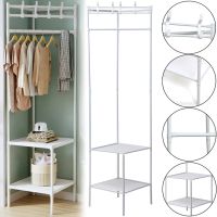 Угловая вешалка для одежды Corner Coat Rack TM2-202 вертикальная стойка с крючками для хранения вещей и двумя полками для обуви 170х43 см White