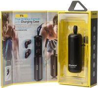 Беспроводные Bluetooth наушники с кейсом Awei T5 Black вакуумные наушники-гарнитура с шумоподавлением и микрофоном блютуз в чехле док-станция Черные