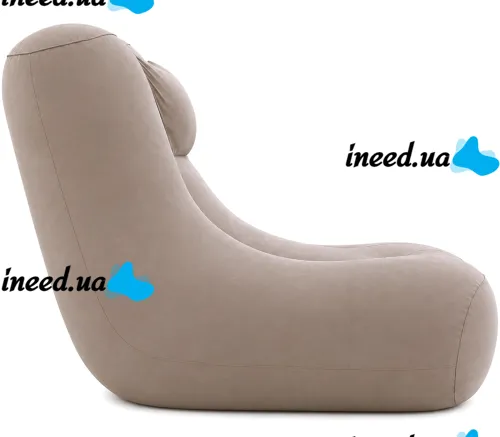 Надувное кресло мешок Inflatable Lounge Chair DL-484 до 115 кг для отдыха, одноместный безкаркасный диван с подголовником 115×96×75 см Бежевый