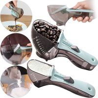 Мерные регулируемые ложки Adjustable Measuring Spoon 2 в 1 пластиковые емкости весы с регулятором объема для сухих и жидких ингредиентов 130 мл