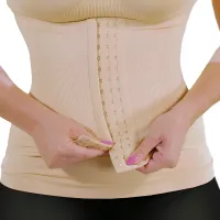 Женская корректирующая майка с корсетом Slim Comfy SC-1130 2 в 1 для коррекции фигуры, утягивающая белье с поясом на крючках для женщин Бежевое