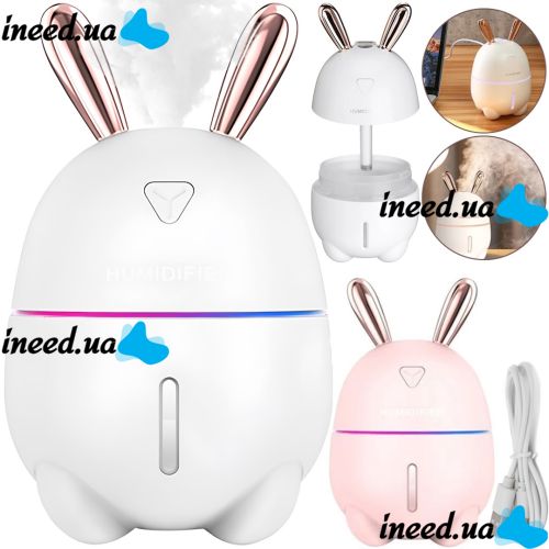 Увлажнитель воздуха ночник Зайчик Rabbit Humidifier Y-105 200 мл ультразвуковой настольный очиститель диффузор с LED подсветкой USB Air Purifier