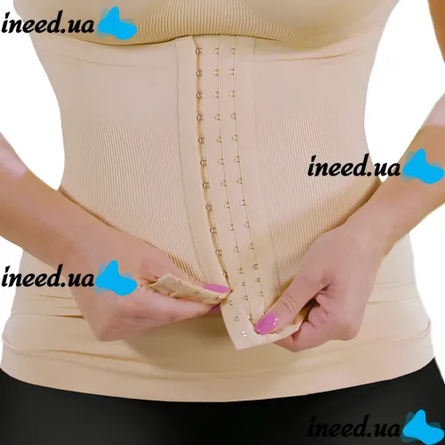Женская корректирующая майка с корсетом Slim Comfy SC-1130 2 в 1 для коррекции фигуры, утягивающая белье с поясом на крючках для женщин Бежевое