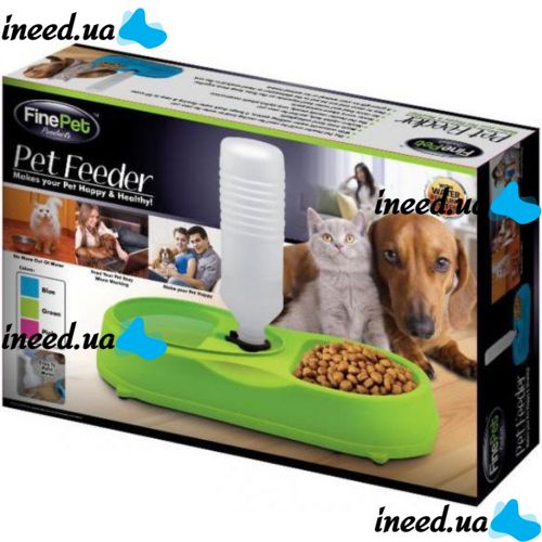 Миска для собак и котов Pet Feeder с поилкой 2 в 1, автоматическая пластиковая кормушка для домашних животных c дозатором, диспенсером для воды