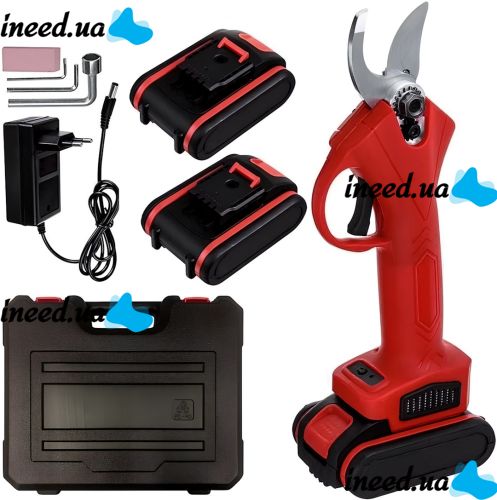 Rechargeable garden pruner Kraftech 40-1 48V electric garden shears, twig cutter with 2 batteries in a case 2100 mah 800W