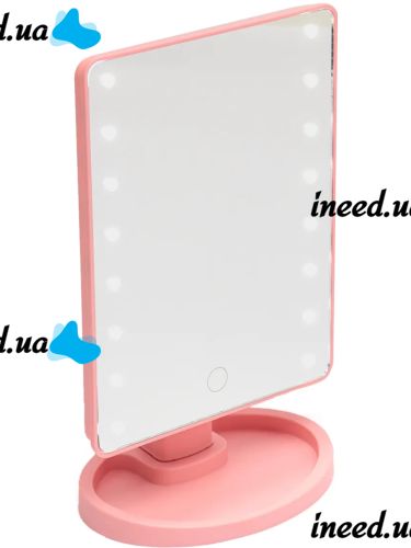 Magic MakeUp Mirror: A Cosmetic Touchscreen Makeup Mirror That Rotates 180 Degrees—a Tabletop Mirror on a Stand with 22 LED Lights, USB-Powered, Pink