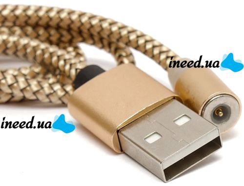 Магнитная зарядка для телефона Hoco X-Cable Magnetic 3 в 1 круглый USB кабель micro lightning type-c 1 м шнур с LED подсветкой M3 для Android IOS