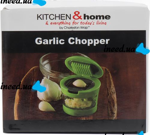 Ручной пресс измельчитель чеснока Garlic Chopper кухонная чеснокодавка для мелких продуктов, чесночница со съемным контейнером и насадками Зеленая