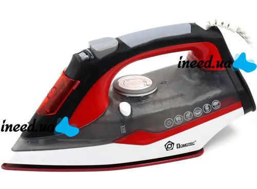 Electric Steam Iron Domotec MS-2202 with Water Tank 2200W Teflon Sole with Steam and Dry Ironing Mode for Clothes MS2202 Red