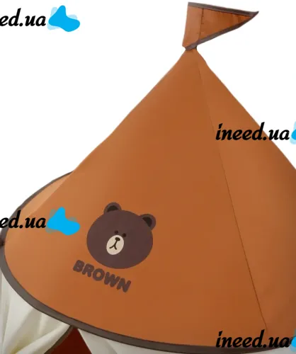 Дитячий намет у вигляді будиночка Bear Play Tent Ведмідь із прапорцем і вікном, Ігровий намет Ведмедик 110x110x130 см для дому та вулиці з сумкою для дітей