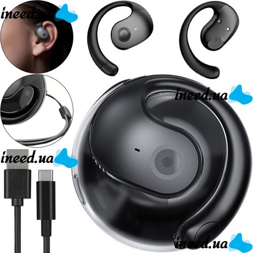 Беспроводные Bluetooth наушники MDR OWS T2 с микрофоном и креплением на уши в кейсе, Сенсорные наушники OWS-JM13 BT с шумоподавлением для телефона