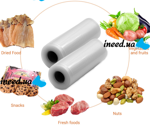 Вакуумные пакеты для вакууматора, вакуумного упаковщика 5 м х 20 см в рулоне, пленка для хранения пищевых продуктов