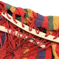 Tourist hanging hammock 200x80 cm with a crossbar, Single Brazilian cotton fabric Hammock with a slat for relaxation, cottages with a cover, bag