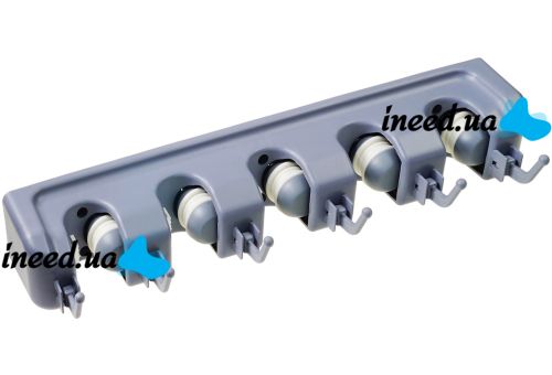 Настенный держатель для швабры и щеток Broom Holder mh-05 держатель-органайзер на 5 отсеков и 6 крючков органайзер фиксатор для инвентаря Серый