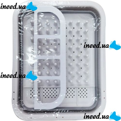 Складная кухонная сушилка для посуды Kitchen Craft Joseph Extend BN-090 раскладная, силиконовая сушка для тарелок и кухонных приборов, поддон
