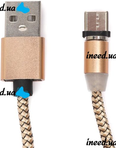 Магнитная зарядка для телефона Hoco X-Cable Magnetic 3 в 1 круглый USB кабель micro lightning type-c 1 м шнур с LED подсветкой M3 для Android IOS