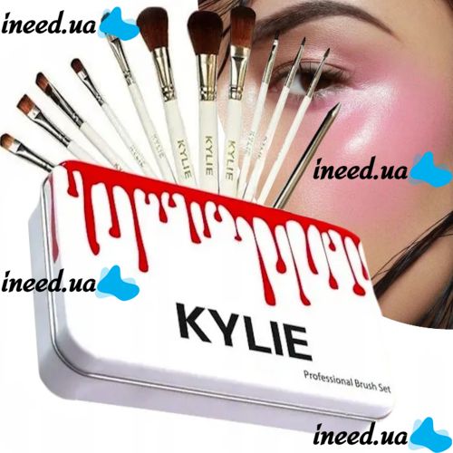 Профессиональный набор кистей для макияжа Kylie Jenner Кисти 12 штук Макияжные кисточки для профессионального макияжа глаз, губ и лица в коробке