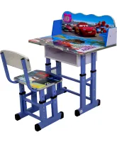 Детская парта со стулом Bambi Disney Cars B-43507 Тачки Молния Маквин письменный стол и стул с регулированной высотой и подставкой для книг Синий