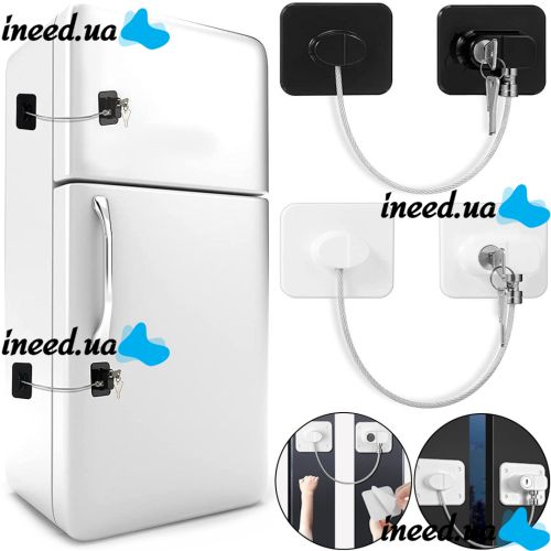 Блокировщик окон с ключом Child Safety Lock AND-93 детский замок безопасности, защита на мебель, шкаф, холодильник, блокиратор с тросом для детей