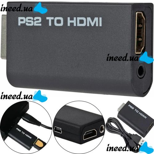 Компонентный переходник конвертер PS2 PS3 to HDMI G300 для игровой приставки Sony Playstation, видео и аудио адаптер для игровых приставок Черный