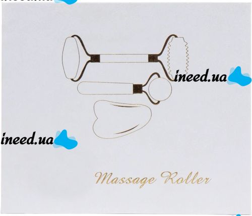 Large Jade Facial Massage Roller Set 3 in 1 Double-sided Roller Gouache Scraper, Roller, Skin Lifting Kit Hedgehog Smooth Scraper