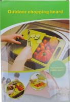 Складная разделочная доска на мойку Outdoor Chopping Board 3 в 1 нескользящая раскладная доска с емкостью и дуршлагом для кухни 37х25 см Зеленая