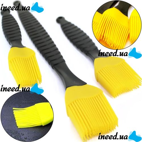 Набор кондитерских силиконовых кистей Better Brush из 3 штук с пластиковой ручкой для смазывания еды, выпечки, кулинарные кисточки для кухни Желтые