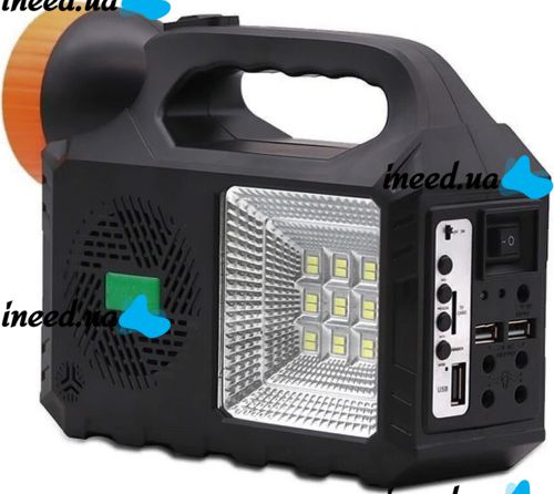 Портативная зарядная солнечная станция Gdlite GD-102 аккумуляторный ручной фонарь с LED лампами система освещения с повербанком радио USB MP3 TF-карт