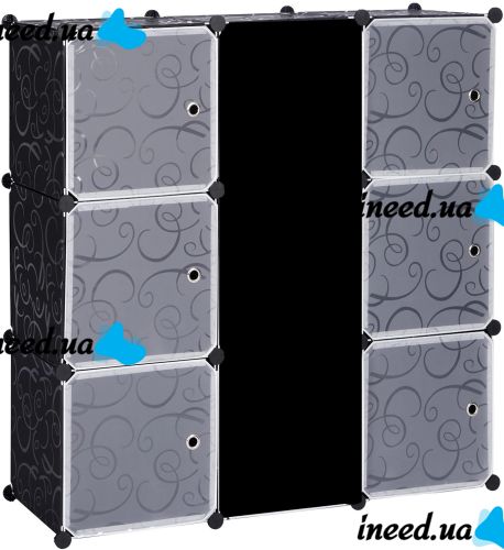 Складной шкаф органайзер для вещей Storage Cube Cabinet MP-29 110х110х35 см пластиковая тумба на 7 секций полочка для одежды и обуви Черная
