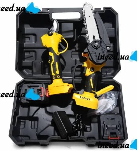 Набор электроинструментов DeWalt 2 в 1 Аккумуляторный секатор DCMPP540P1 и цепная пила DCM160N 24V, Набор инструментов Деволт 2 аккумулятора в кейсе