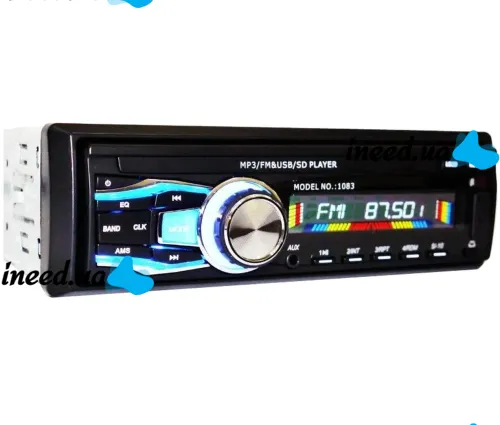 Універсальна автомагнітола Pioneer MP3 1083B 1DIN FM, AUX, плеєр зі знімною панеллю з пультом ДУ, магнітола піонер в машину з USB, SD Чорна