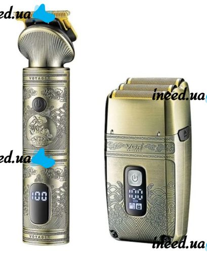 Беспроводная машинка и триммер для стрижки волос и бороды VGR V-649 со сменными насадками, Аккумуляторный бритвенный станок для мужчин от USB Золотой