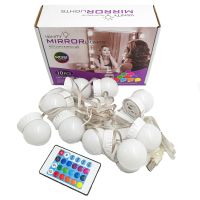 LED Color RGB LED Backlight for Vanity Mirror Lights 10 Lamps Set of Mirror Bulbs with Remote Control and Color Adjustment