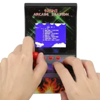 Детская игровая ретро приставка автомат Mini Arcade Station A2 на 200 встроенных игр на батарейках, консоль 8bit с экраном 2.5 дюймов от батареек