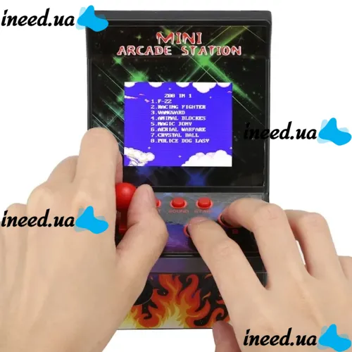 Детская игровая ретро приставка автомат Mini Arcade Station A2 на 200 встроенных игр на батарейках, консоль 8bit с экраном 2.5 дюймов от батареек
