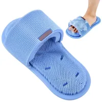 Силиконовый массажный шлепок Massage Slipper Tatboomu для массажа стоп ног, Тапочек 28.5х13.5 см с акупунктурным эффектом из силикона для душа Синий