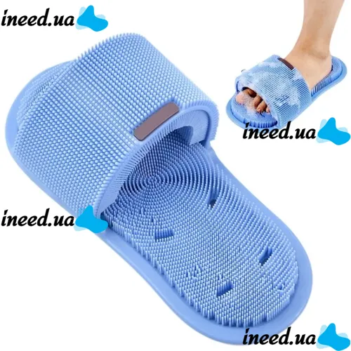 Силиконовый массажный шлепок Massage Slipper Tatboomu для массажа стоп ног, Тапочек 28.5х13.5 см с акупунктурным эффектом из силикона для душа Синий