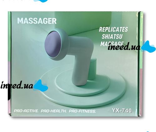 Антицеллюлитный массажер Deep Massager YX-740 24W ручной аккумуляторный вибромассажер, лимфодренажный пистолет для всего тела 4 насадки от USB